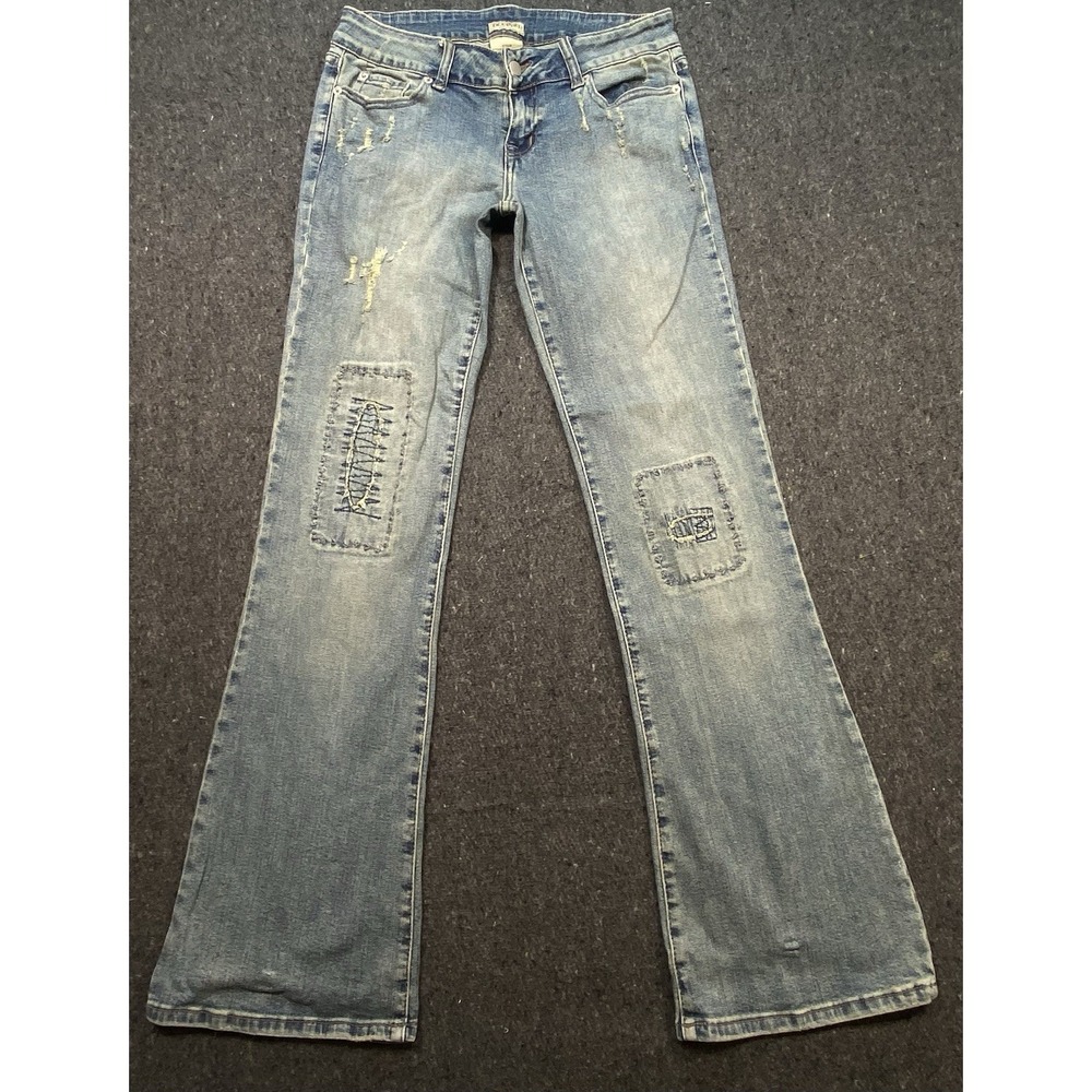 De Coded Patched Flared City Retro Casual Blue Jeans‎ Women's Sz 9/10 Denim
